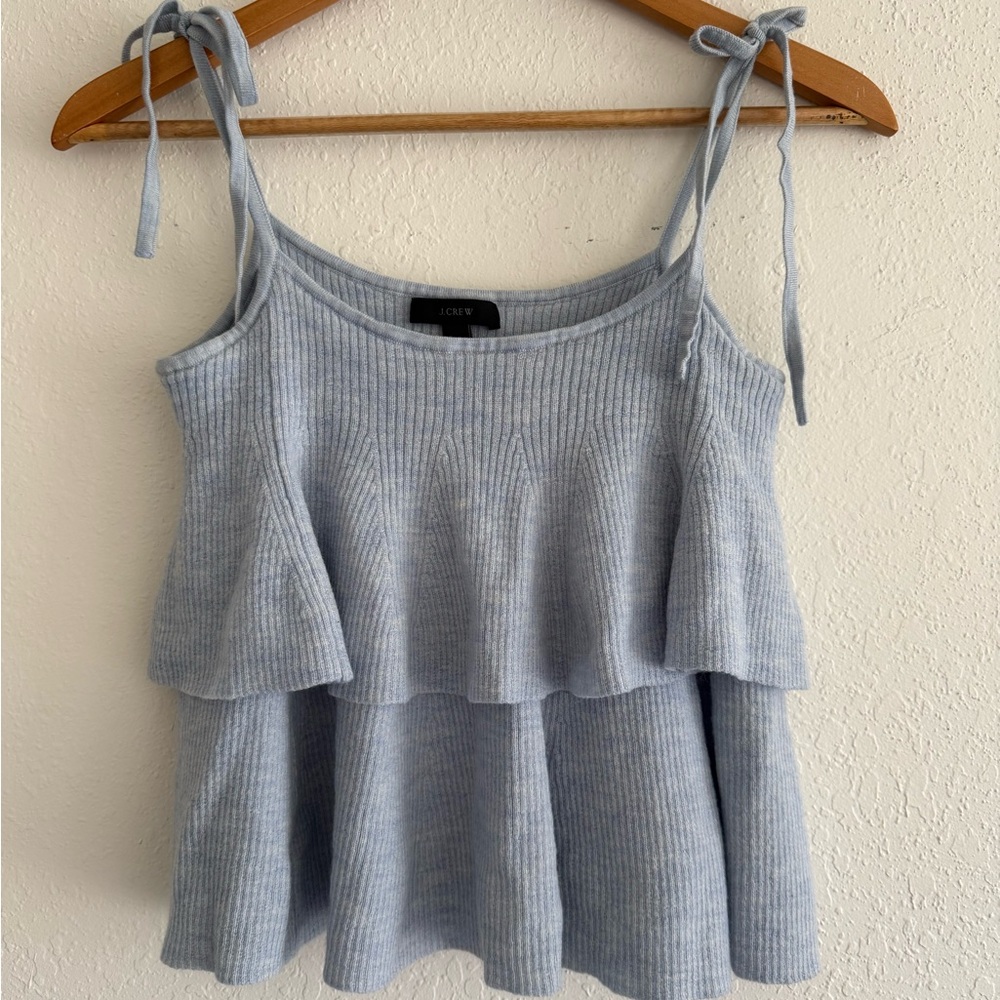 Light Blue Ribbed Layered Merino Wool top